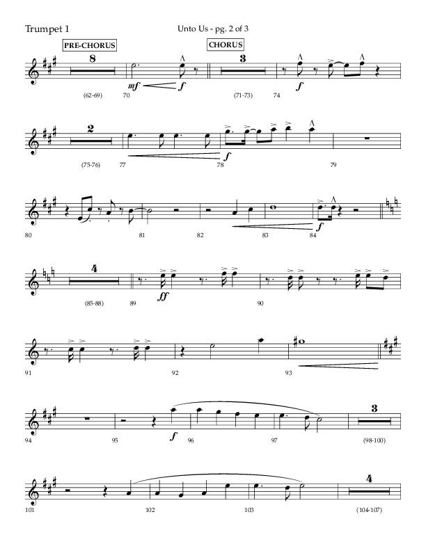 Unto Us (Choral Anthem SATB) Trumpet 1 (Lifeway Choral / Arr. Daniel Semsen)