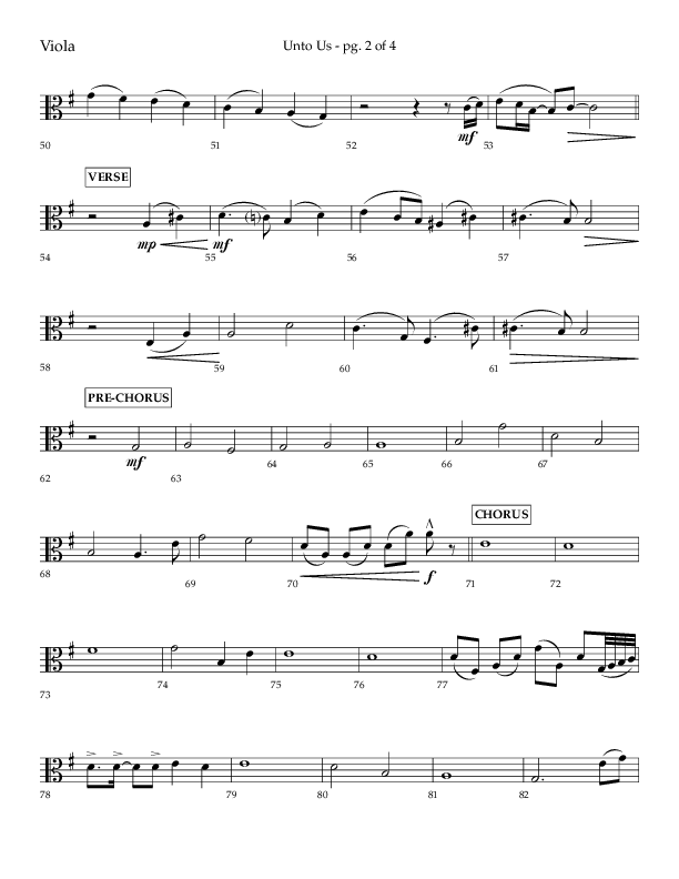 Unto Us (Choral Anthem SATB) Viola (Lifeway Choral / Arr. Daniel Semsen)