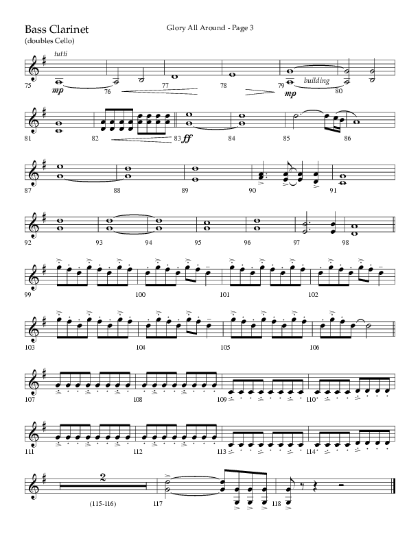 Glory All Around (Choral Anthem SATB) Bass Clarinet (Lifeway Choral / Arr. Danny Zaloudik / Arr. Ken Barker / Arr. Craig Adams)
