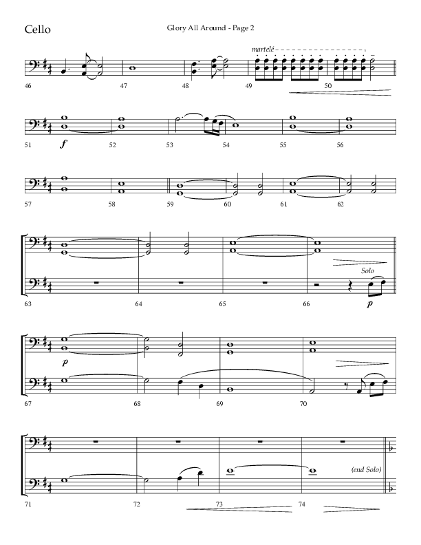 Glory All Around (Choral Anthem SATB) Cello (Lifeway Choral / Arr. Danny Zaloudik / Arr. Ken Barker / Arr. Craig Adams)