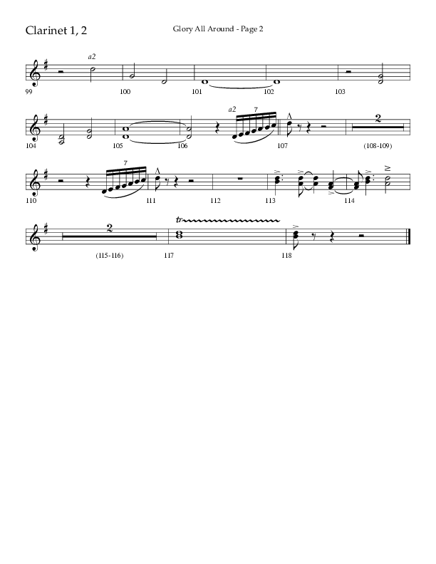 Glory All Around (Choral Anthem SATB) Clarinet 1/2 (Lifeway Choral / Arr. Danny Zaloudik / Arr. Ken Barker / Arr. Craig Adams)
