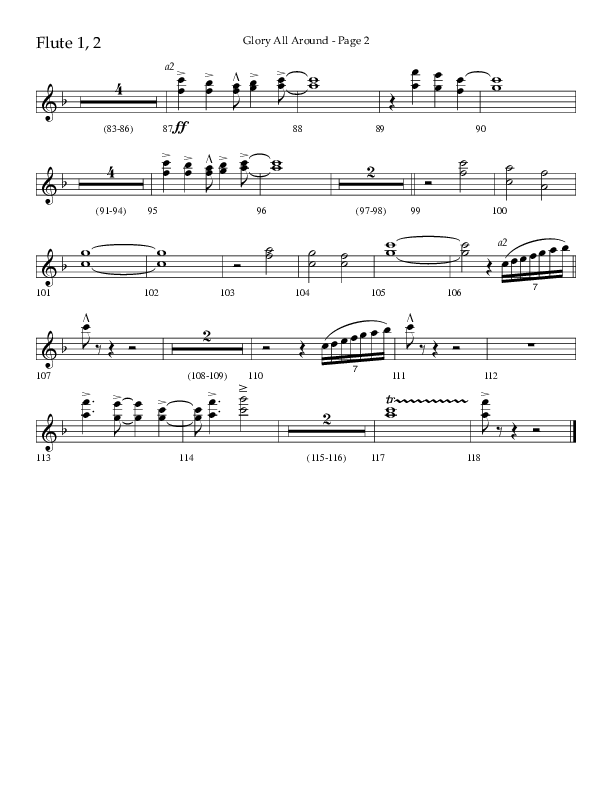 Glory All Around (Choral Anthem SATB) Flute 1/2 (Lifeway Choral / Arr. Danny Zaloudik / Arr. Ken Barker / Arr. Craig Adams)