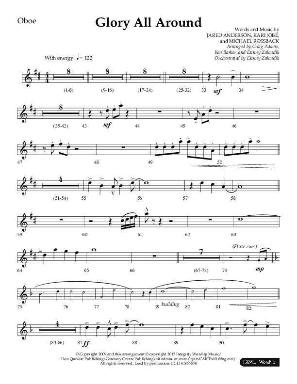 Glory All Around (Choral Anthem SATB) Oboe (Lifeway Choral / Arr. Danny Zaloudik / Arr. Ken Barker / Arr. Craig Adams)