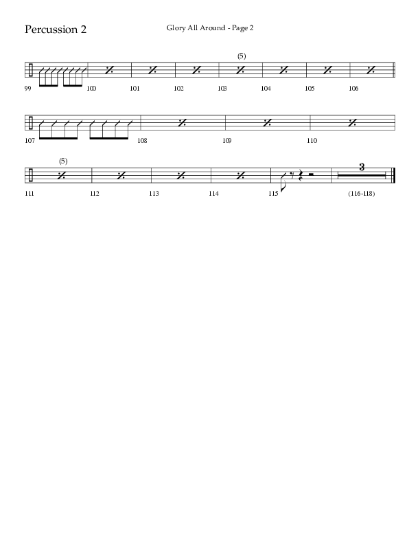 Glory All Around (Choral Anthem SATB) Percussion 1/2 (Lifeway Choral / Arr. Danny Zaloudik / Arr. Ken Barker / Arr. Craig Adams)