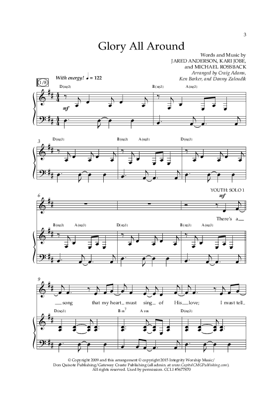 Glory All Around (Choral Anthem SATB) Anthem (SATB/Piano) (Lifeway Choral / Arr. Danny Zaloudik / Arr. Ken Barker / Arr. Craig Adams)