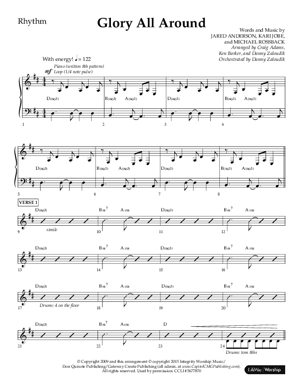 Glory All Around (Choral Anthem SATB) Lead Melody & Rhythm (Lifeway Choral / Arr. Danny Zaloudik / Arr. Ken Barker / Arr. Craig Adams)