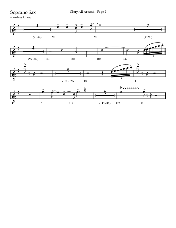 Glory All Around (Choral Anthem SATB) Soprano Sax (Lifeway Choral / Arr. Danny Zaloudik / Arr. Ken Barker / Arr. Craig Adams)