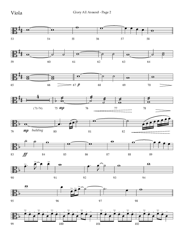 Glory All Around (Choral Anthem SATB) Viola (Lifeway Choral / Arr. Danny Zaloudik / Arr. Ken Barker / Arr. Craig Adams)