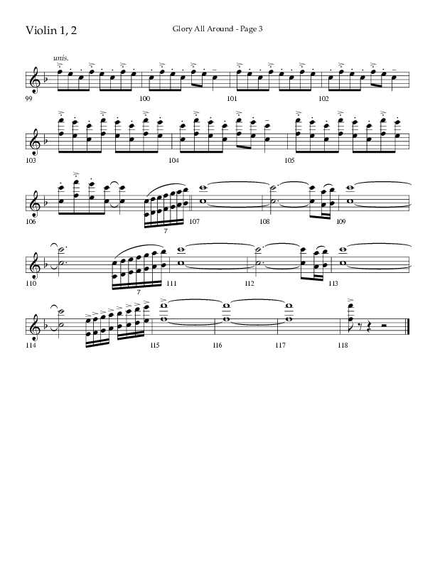 Glory All Around (Choral Anthem SATB) Violin 1/2 (Lifeway Choral / Arr. Danny Zaloudik / Arr. Ken Barker / Arr. Craig Adams)