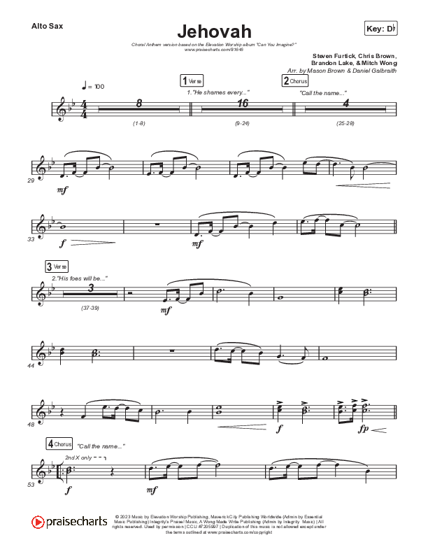 Jehovah (Choral Anthem SATB) Alto Sax Sheet Music PDF (Elevation ...