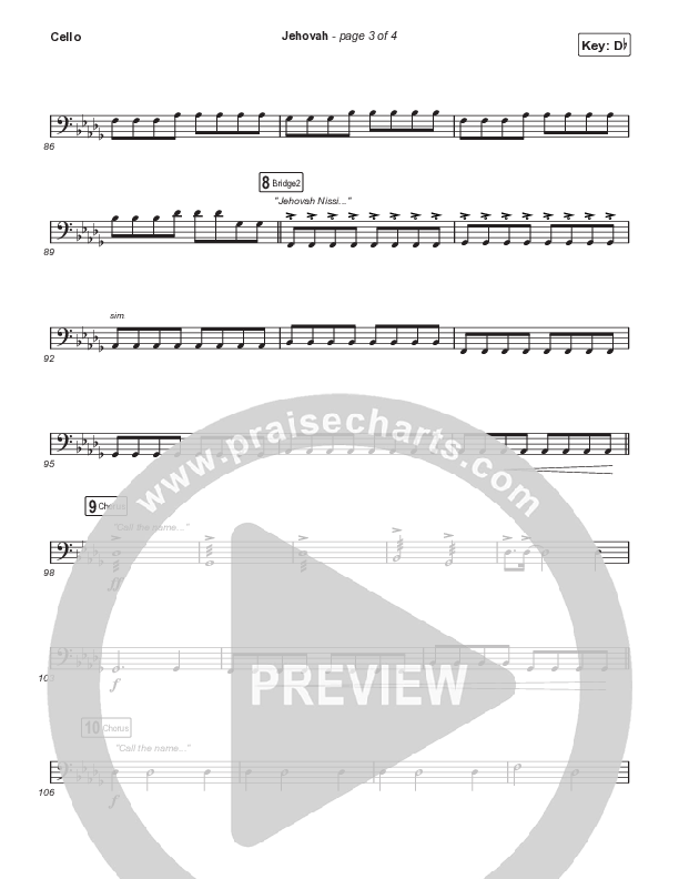 Jehovah (Choral Anthem SATB) Cello (Elevation Worship / Chris Brown / Arr. Mason Brown)