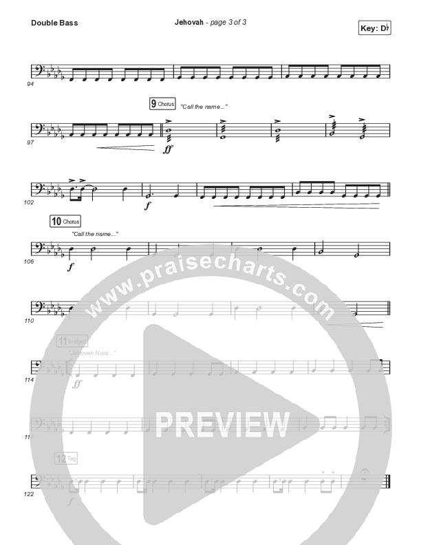Jehovah (Choral Anthem SATB) String Bass (Elevation Worship / Chris Brown / Arr. Mason Brown)