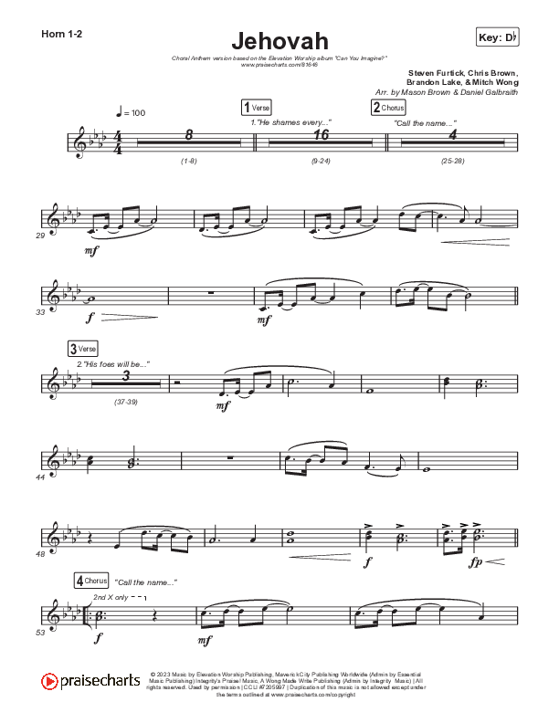 Jehovah (Choral Anthem SATB) Brass Pack (Elevation Worship / Chris Brown / Arr. Mason Brown)