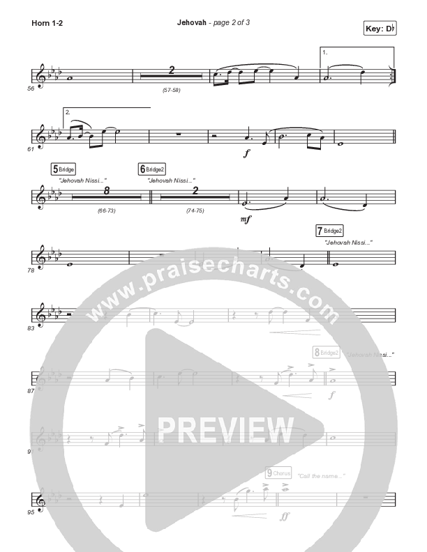 Jehovah (Choral Anthem SATB) French Horn 1,2 (Elevation Worship / Chris Brown / Arr. Mason Brown)