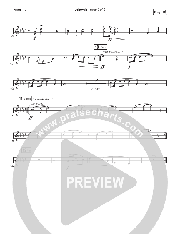 Jehovah (Choral Anthem SATB) French Horn 1,2 (Elevation Worship / Chris Brown / Arr. Mason Brown)