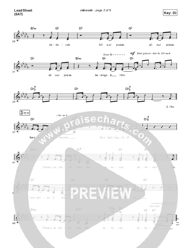 Jehovah (Choral Anthem SATB) Lead Sheet (SAT) (Elevation Worship / Chris Brown / Arr. Mason Brown)