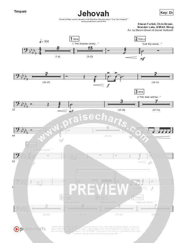 Jehovah (Choral Anthem SATB) Timpani (Elevation Worship / Chris Brown / Arr. Mason Brown)