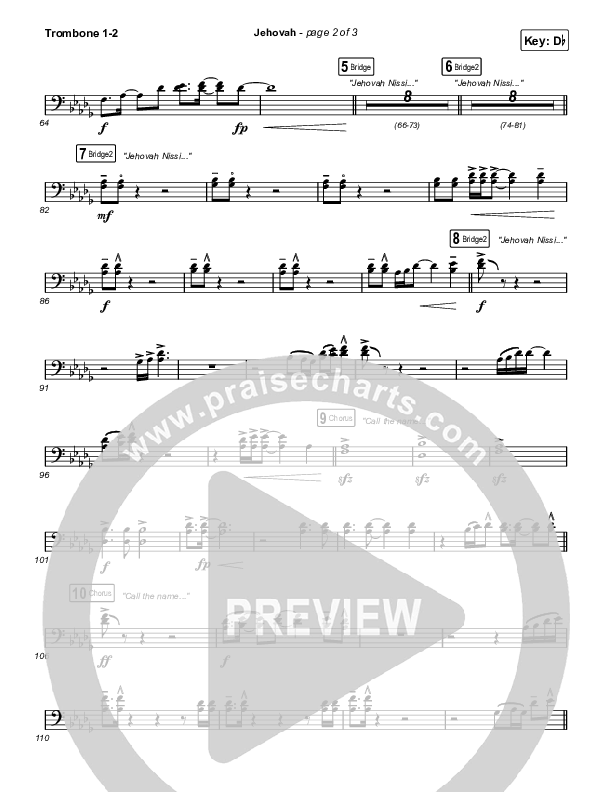 Jehovah (Choral Anthem SATB) Trombone 1/2 (Elevation Worship / Chris Brown / Arr. Mason Brown)
