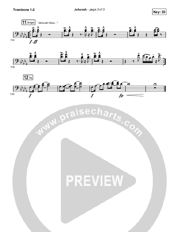 Jehovah (Choral Anthem SATB) Trombone 1,2 (Elevation Worship / Chris Brown / Arr. Mason Brown)