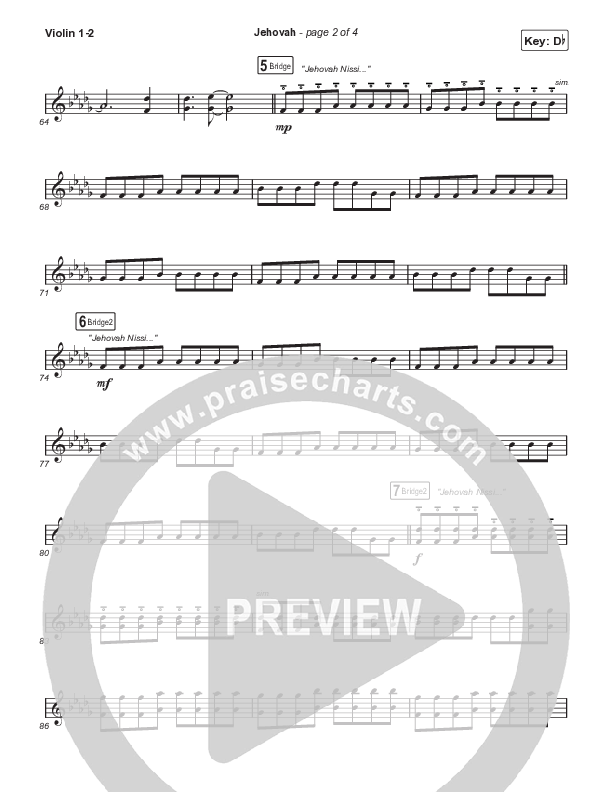 Jehovah (Choral Anthem SATB) Violin 1,2 (Elevation Worship / Chris Brown / Arr. Mason Brown)