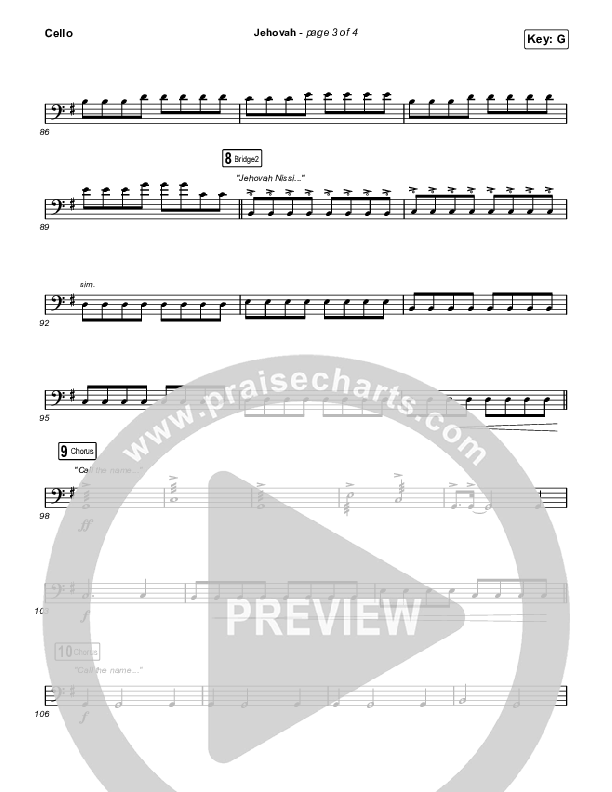 Jehovah (Worship Choir/SAB) Cello Sheet Music PDF (Elevation Worship ...
