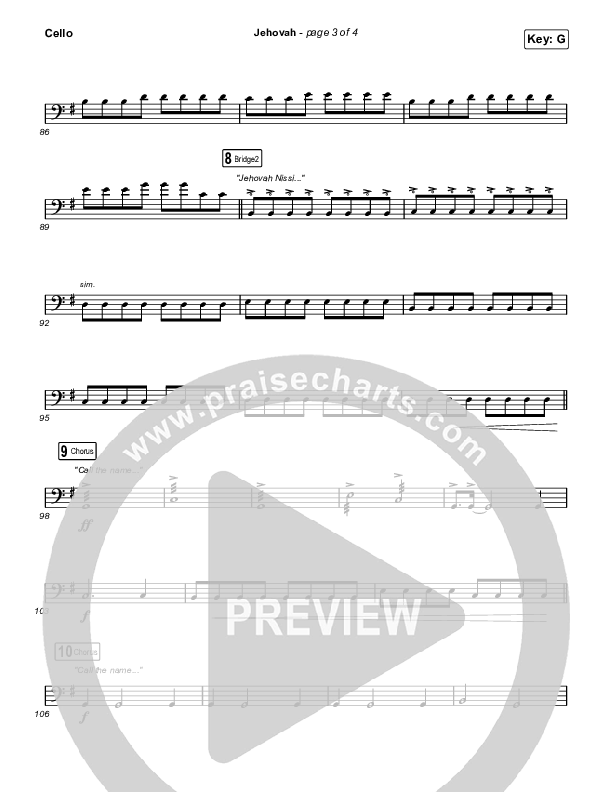 Jehovah (Worship Choir/SAB) Cello (Elevation Worship / Chris Brown / Arr. Mason Brown)