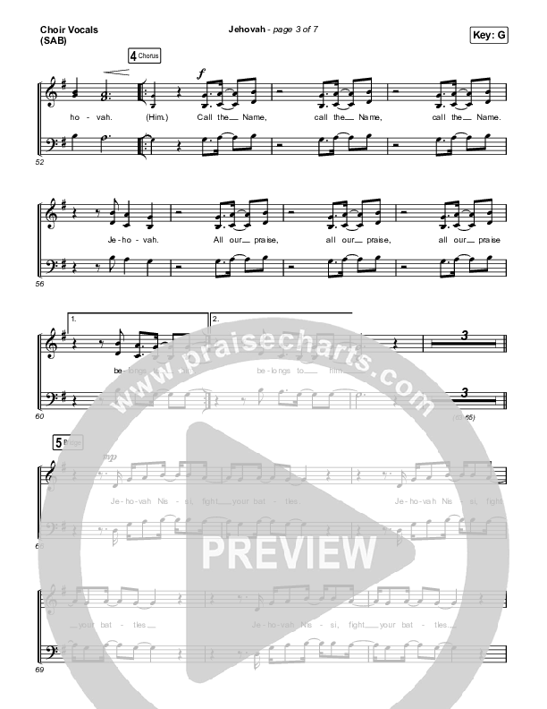Jehovah (Worship Choir/SAB) Choir Sheet (SAB) (Elevation Worship / Chris Brown / Arr. Mason Brown)