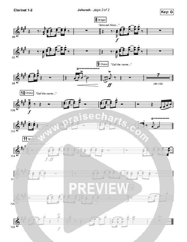 Jehovah (Worship Choir/SAB) Clarinet 1/2 (Elevation Worship / Chris Brown / Arr. Mason Brown)