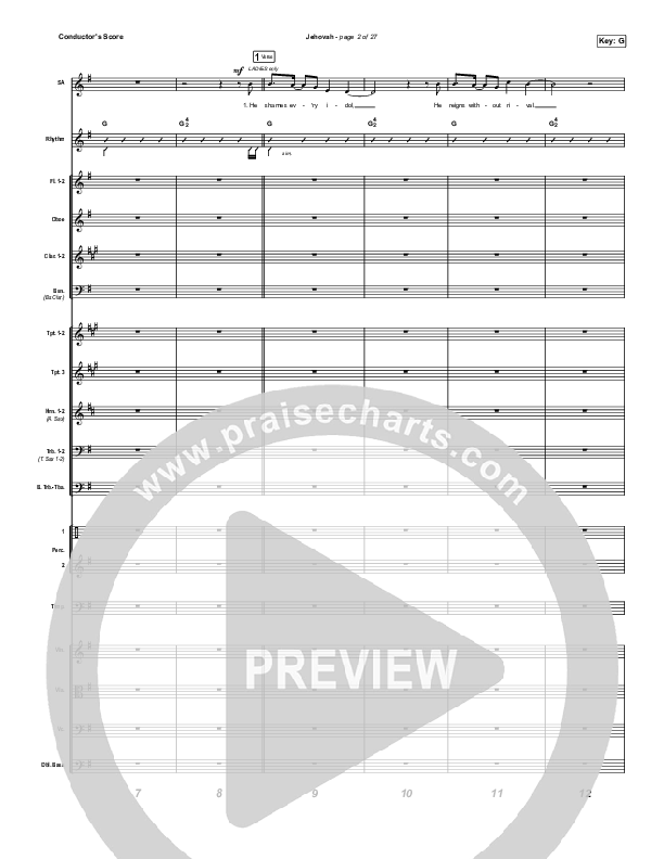 Jehovah (Worship Choir/SAB) Conductor's Score (Elevation Worship / Chris Brown / Arr. Mason Brown)