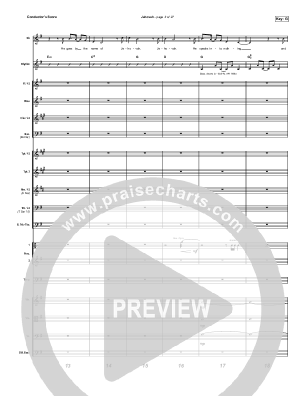 Jehovah (Worship Choir/SAB) Conductor's Score (Elevation Worship / Chris Brown / Arr. Mason Brown)