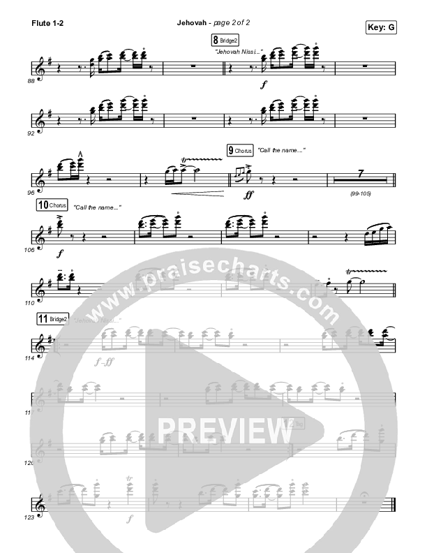 Jehovah (Worship Choir/SAB) Flute 1/2 (Elevation Worship / Chris Brown / Arr. Mason Brown)