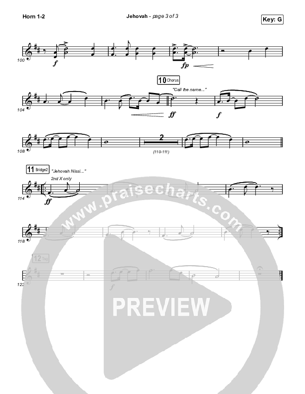 Jehovah (Worship Choir/SAB) French Horn 1/2 (Elevation Worship / Chris Brown / Arr. Mason Brown)