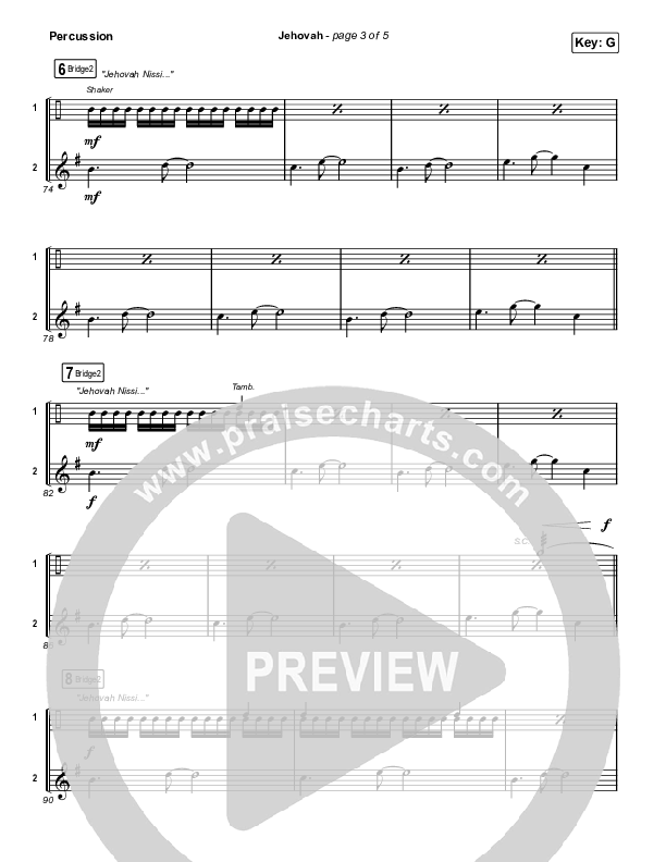 Jehovah (Worship Choir/SAB) Percussion (Elevation Worship / Chris Brown / Arr. Mason Brown)