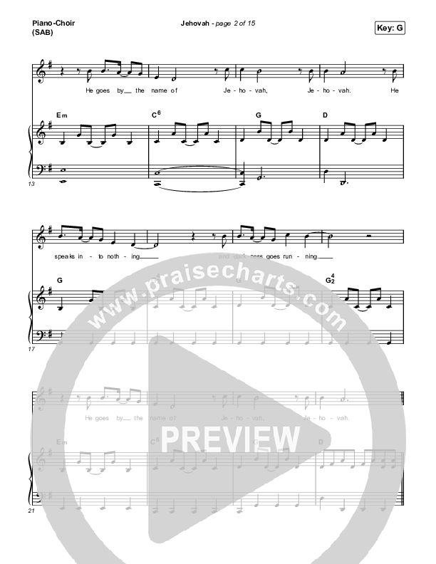 Jehovah (Worship Choir/SAB) Piano/Choir (SAB) (Elevation Worship / Chris Brown / Arr. Mason Brown)