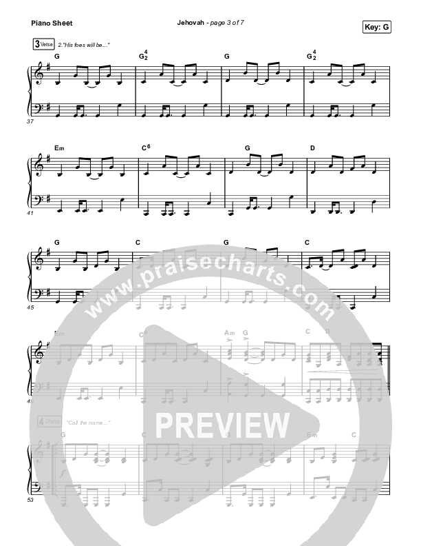 Jehovah (Worship Choir/SAB) Piano Sheet (Elevation Worship / Chris Brown / Arr. Mason Brown)