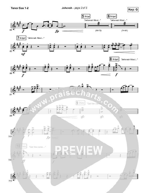 Jehovah (Worship Choir/SAB) Tenor Sax 1/2 (Elevation Worship / Chris Brown / Arr. Mason Brown)