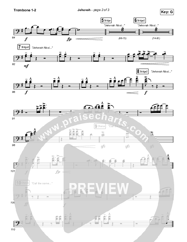 Jehovah (Worship Choir/SAB) Trombone 1/2 (Elevation Worship / Chris Brown / Arr. Mason Brown)