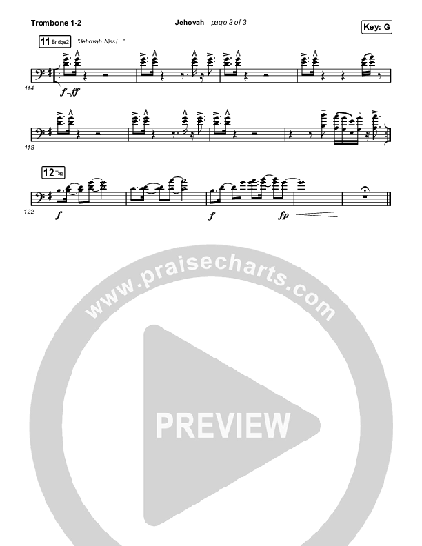 Jehovah (Worship Choir/SAB) Trombone 1/2 (Elevation Worship / Chris Brown / Arr. Mason Brown)