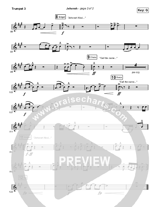 Jehovah (Worship Choir/SAB) Trumpet 3 (Elevation Worship / Chris Brown / Arr. Mason Brown)