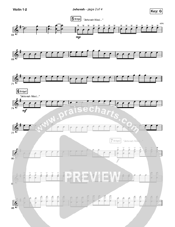 Jehovah (Worship Choir/SAB) Violin 1/2 (Elevation Worship / Chris Brown / Arr. Mason Brown)