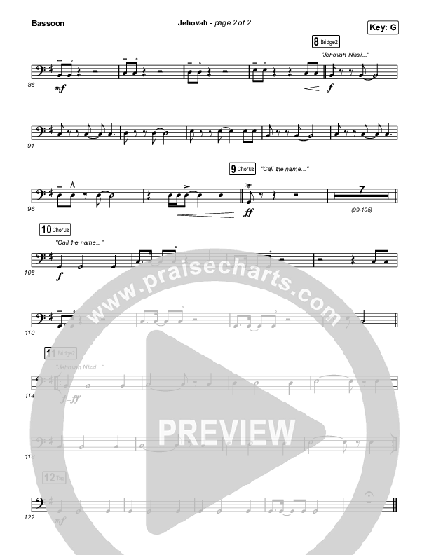 Jehovah (Unison/2-Part) Bassoon (Elevation Worship / Chris Brown / Arr. Mason Brown)