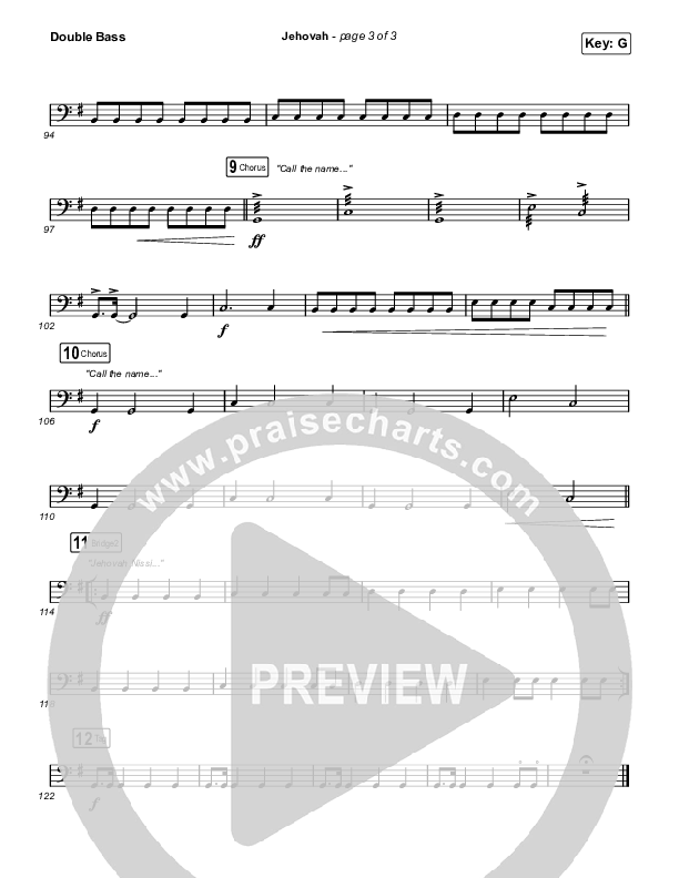 Jehovah (Sing It Now) Double Bass (Elevation Worship / Chris Brown / Arr. Mason Brown)