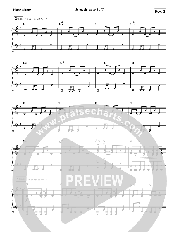 Jehovah (Sing It Now) Piano Sheet (Elevation Worship / Chris Brown / Arr. Mason Brown)