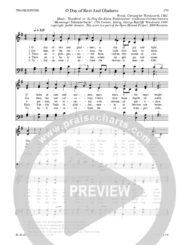 O Day of Rest And Gladness Hymn Sheet (SATB) (Traditional Hymn)