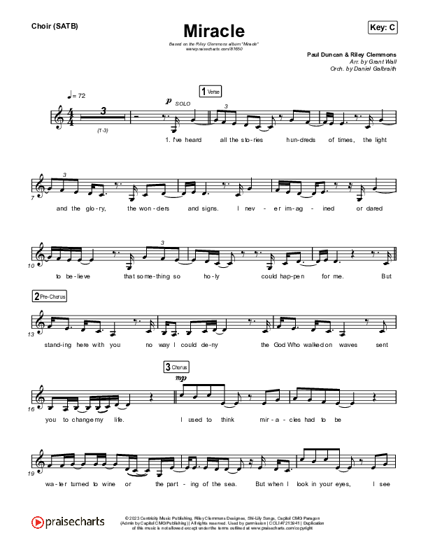 Miracle Choir Sheet (SATB) (Riley Clemmons)