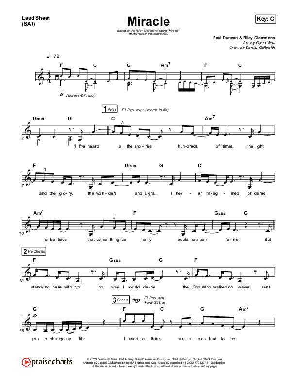 Miracle Lead Sheet (SAT) (Riley Clemmons)
