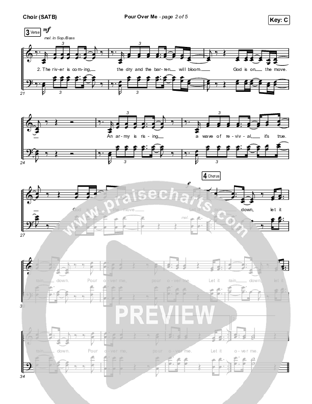 Pour Over Me (Live) Vocal Sheet (SATB) (Jesus Culture / Chris Quilala)