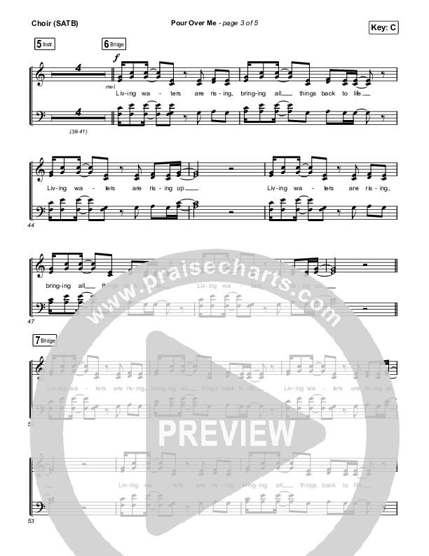 Pour Over Me (Live) Vocal Sheet (SATB) (Jesus Culture / Chris Quilala)