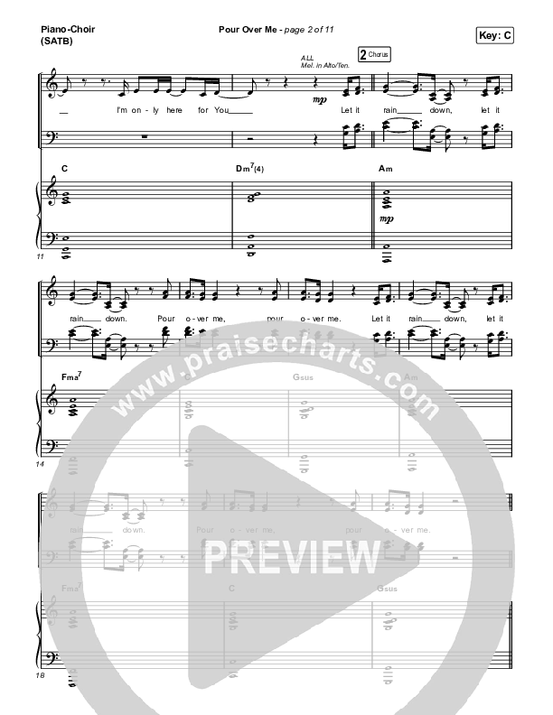 Pour Over Me (Live) Piano/Vocal Pack (Jesus Culture / Chris Quilala)