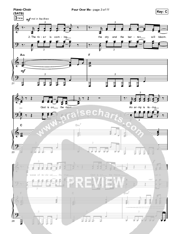 Pour Over Me (Live) Piano/Vocal Pack (Jesus Culture / Chris Quilala)